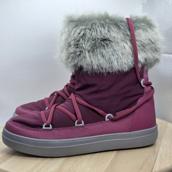Crocs Shoes - Womens Size 8 - Crocs Lodge Point Snow Boots Faux Fur Trim Pomegranate 203423